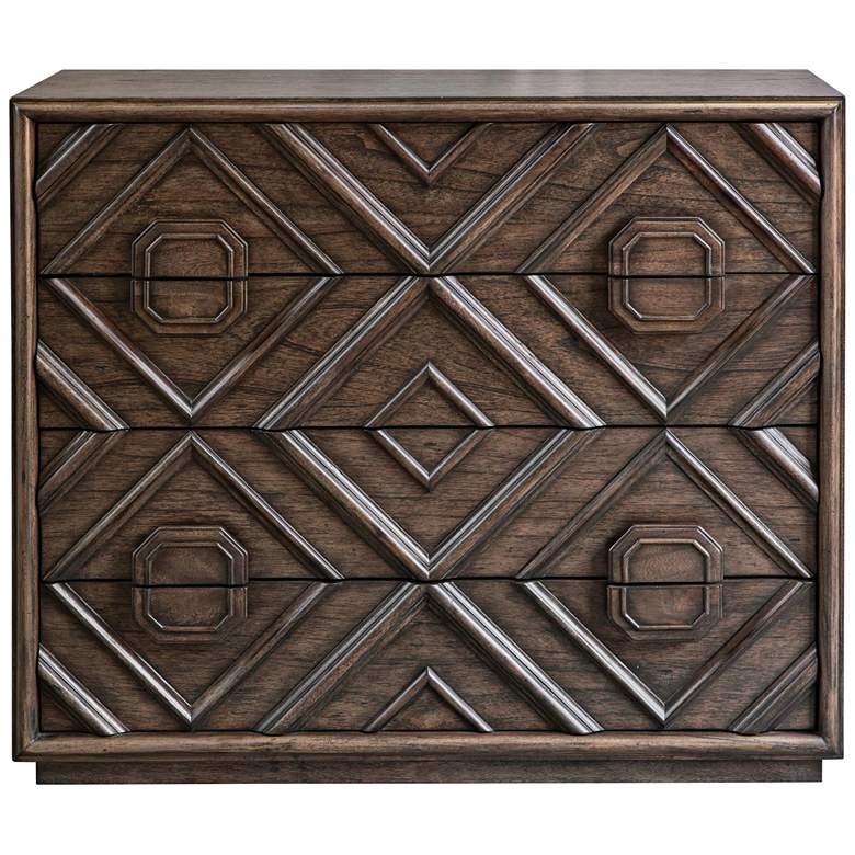 Image 2 Uttermost Mindra 43 inch Wide Deep Walnut 4-Drawer Accent Chest