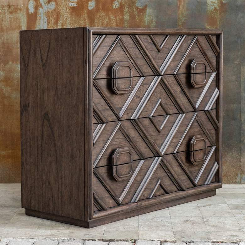 Image 3 Uttermost Mindra 43" Wide Deep Walnut 4-Drawer Accent Chest more views