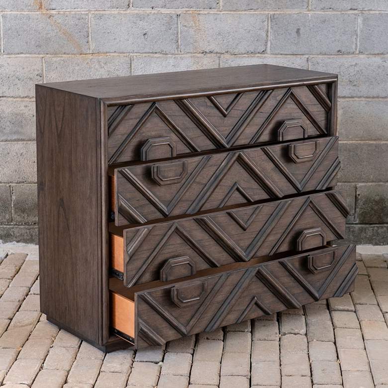 Image 4 Uttermost Mindra 43" Wide Deep Walnut 4-Drawer Accent Chest more views