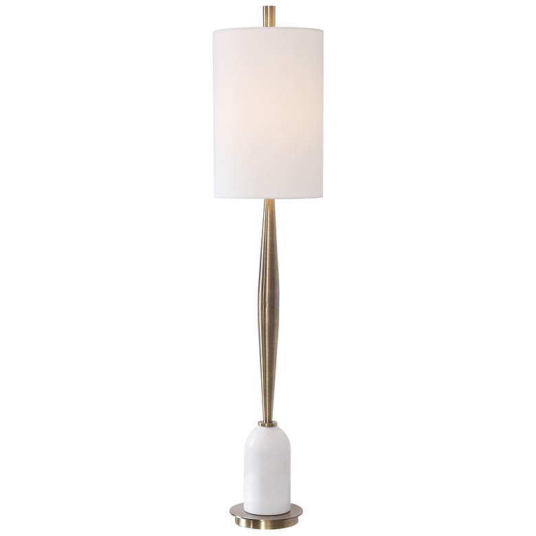 Image 2 Uttermost Minette 40" High Brass Steel and White Marble Buffet Lamp