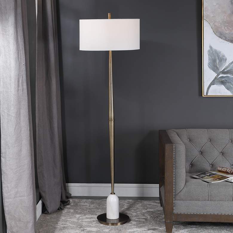 Image 1 Uttermost Minette 70 1/2" Modern Plated Antique Brass Floor Lamp
