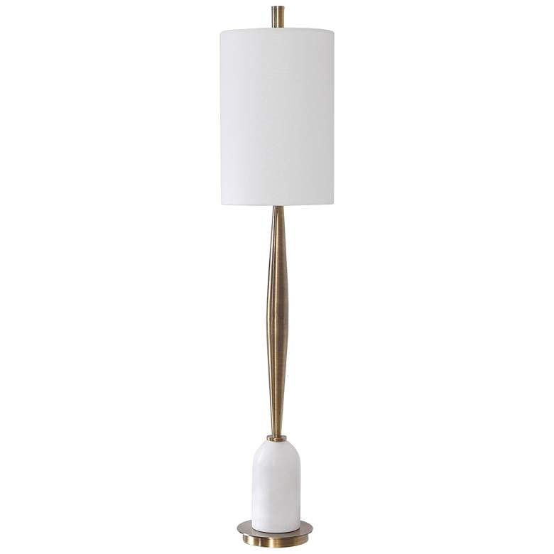Image 2 Uttermost Minette Brass Steel and White Marble Buffet Lamp