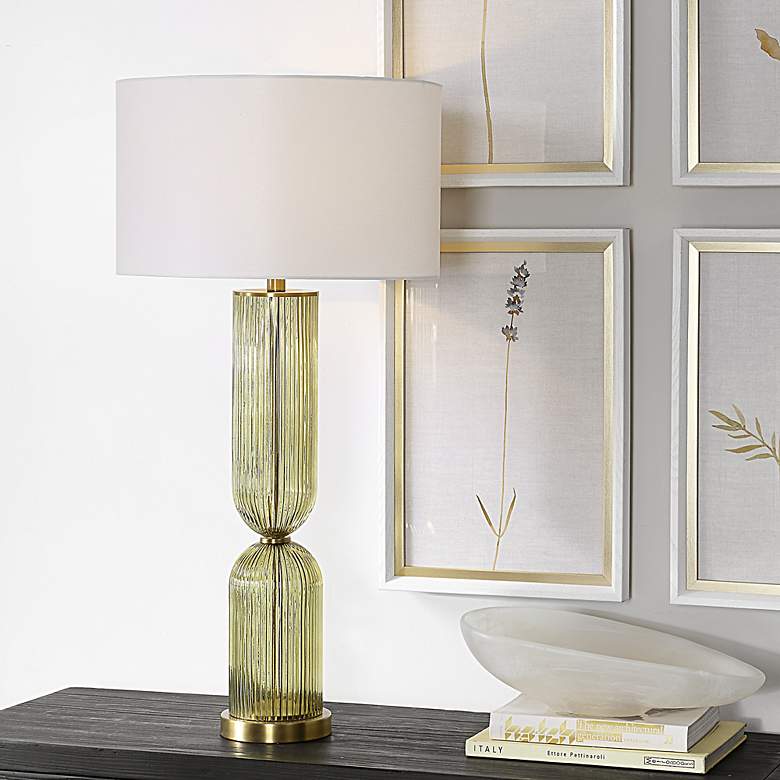 Image 1 Uttermost Mirah 34 1/2" High Olive Green Glass Table Lamp