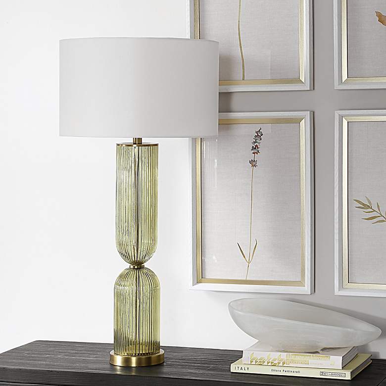 Image 3 Uttermost Mirah 34 1/2" High Olive Green Glass Table Lamp more views
