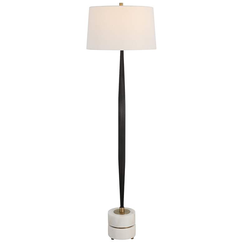 Image 1 Uttermost Miraz 65 3/4 inch Modern White Marble and Cast Iron Floor Lamp