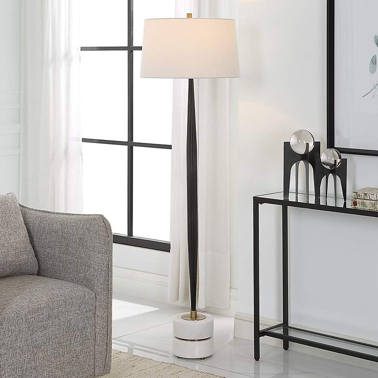 Image 1 Uttermost Miraz 65 3/4" Modern White Marble and Cast Iron Floor Lamp