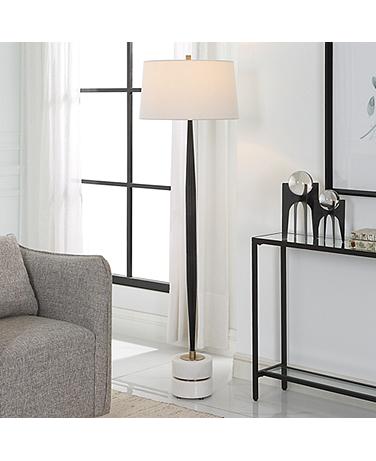 Uttermost Miraz 65 3/4" Modern White Marble and Cast Iron Floor Lamp