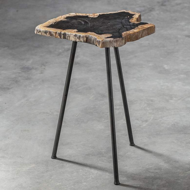 Image 1 Uttermost Mircea 16"W Natural and Aged Black Accent Table