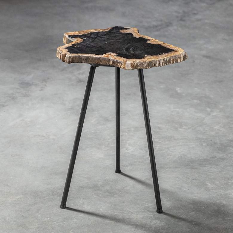 Image 3 Uttermost Mircea 16"W Natural and Aged Black Accent Table more views