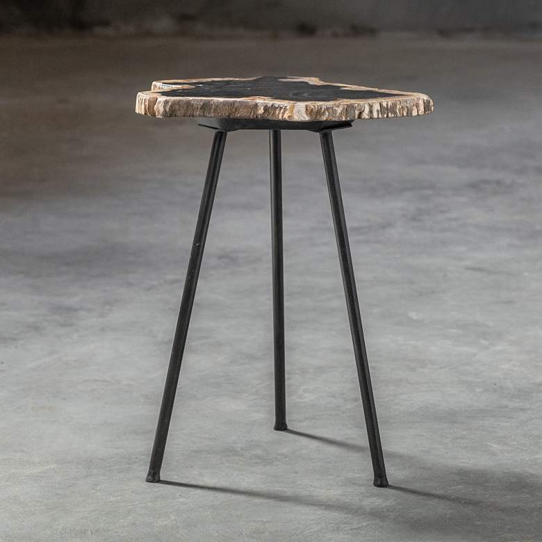 Image 5 Uttermost Mircea 16"W Natural and Aged Black Accent Table more views