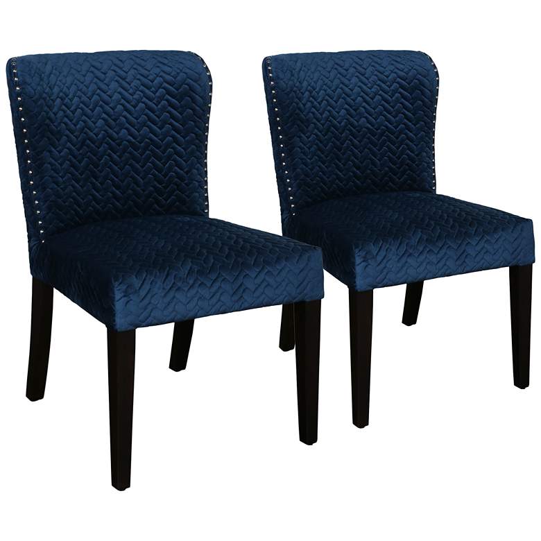 Image 2 Uttermost Miri Ink Blue Velvet Accent Chairs Set of 2