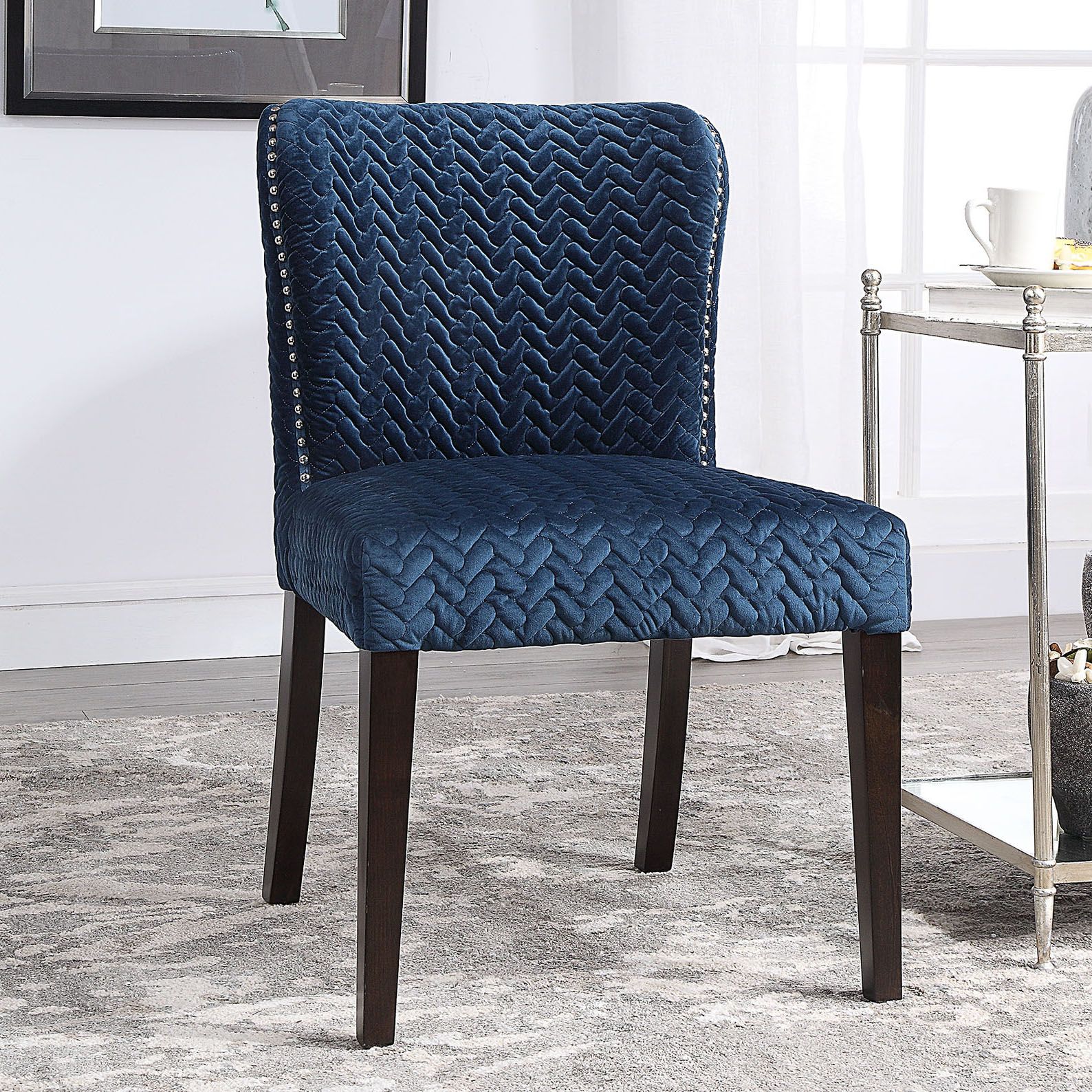 ink blue velvet chair