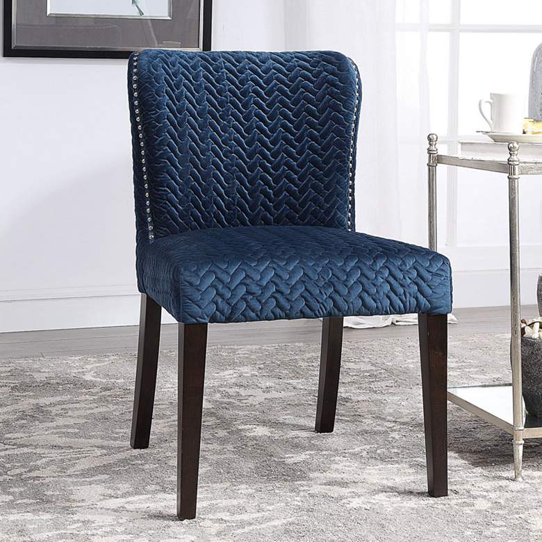 Image 1 Uttermost Miri Ink Blue Velvet Accent Chairs Set of 2