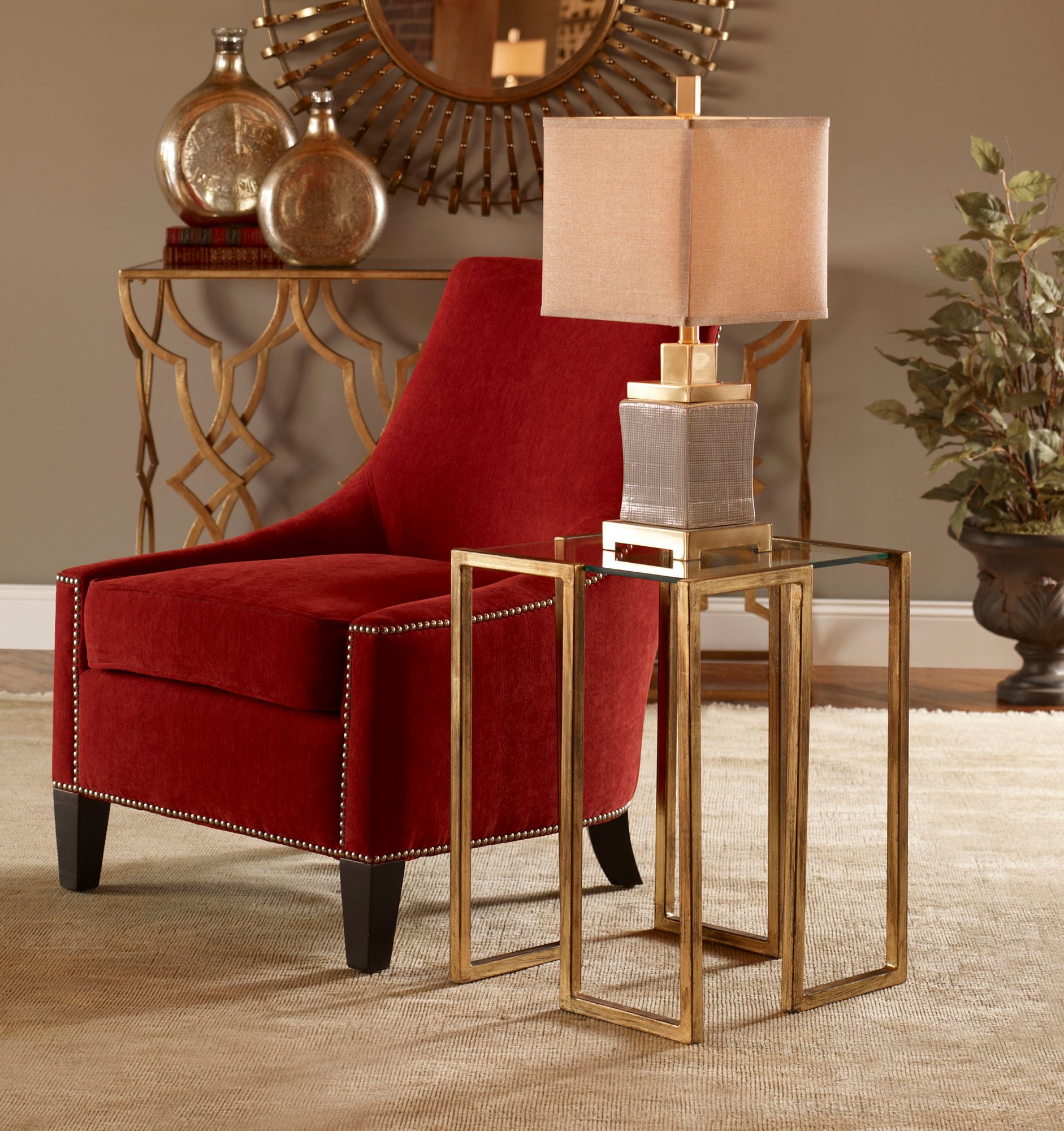 Image 3 Uttermost Mirren Gold and Glass Accent Table more views