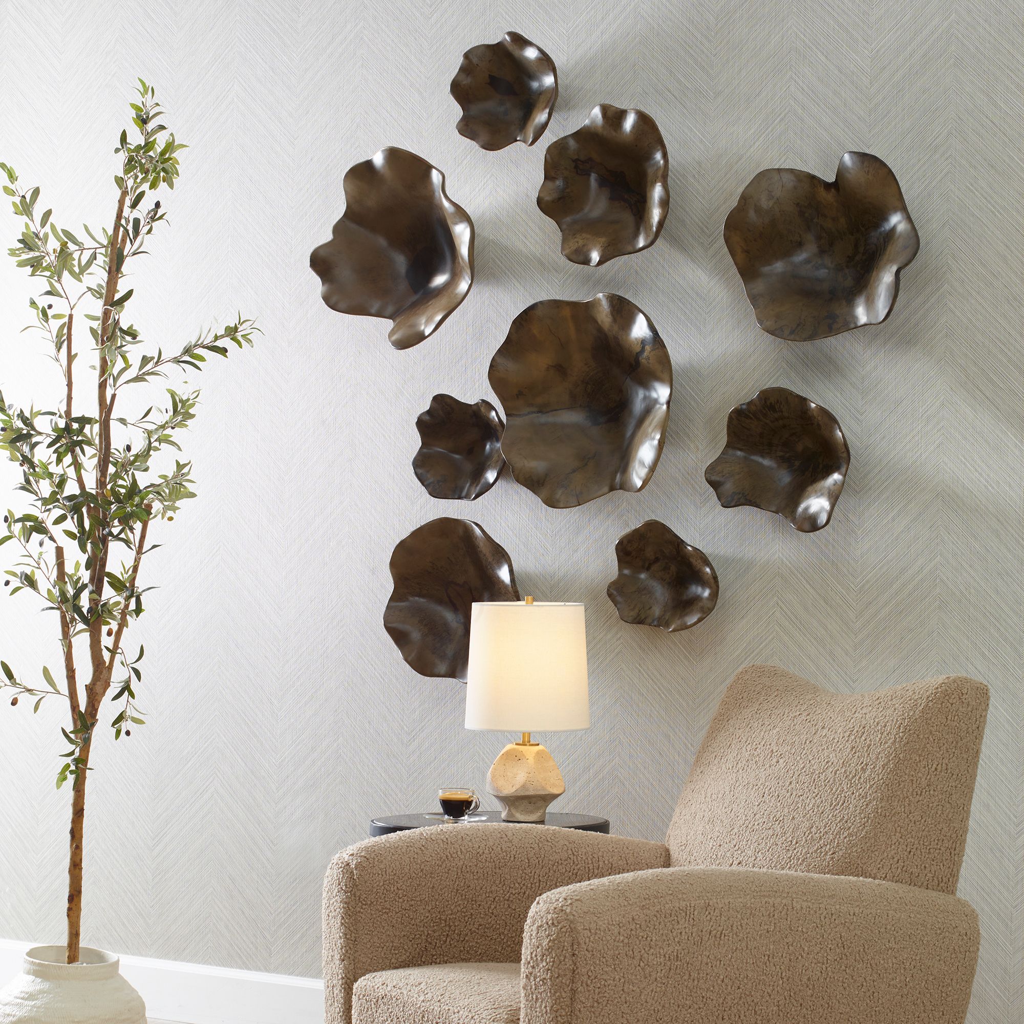 Image 7 Uttermost Mocha 3-Piece Wood Wall Decor more views