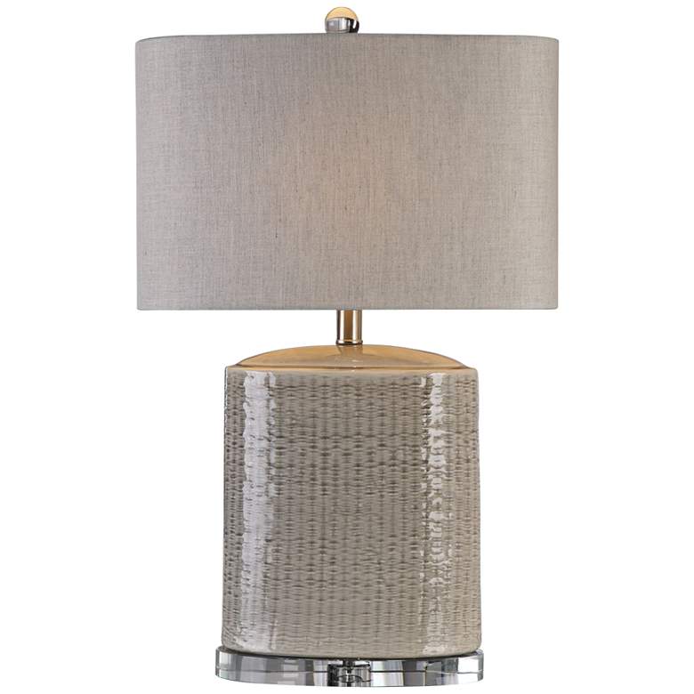 Image 2 Uttermost Modica 25 1/2" Taupe Textured Ceramic Oval Table Lamp