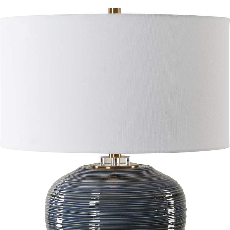 Image 5 Uttermost Moher 26" High Glossy Blue Ribbed Ceramic Table Lamp more views