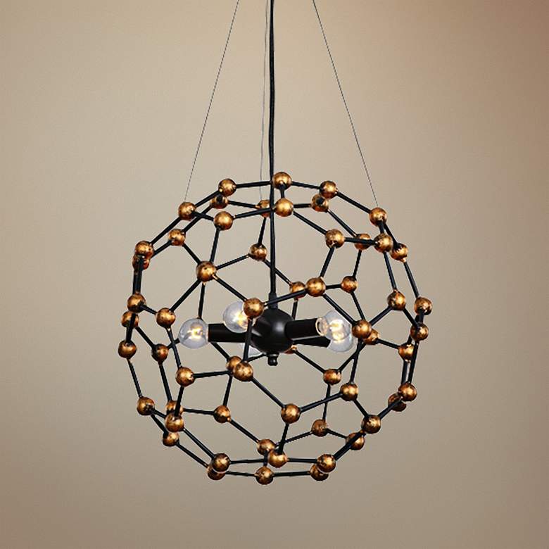 Image 1 Uttermost Molecule 16 inch Wide Bronze and Brass Pendant