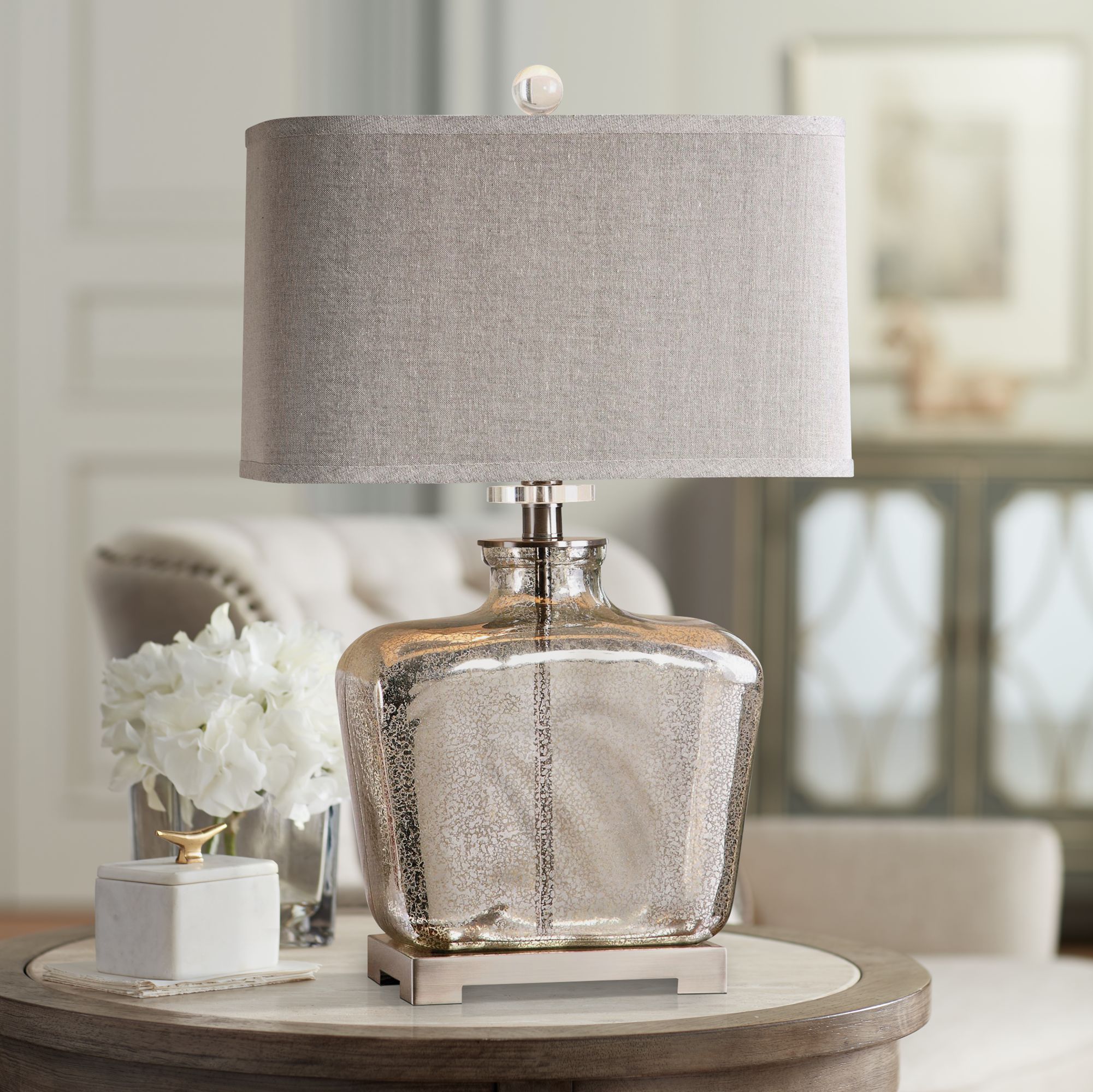 Uttermost Molinara Table cheapest Lamp in Brushed Nickel with Linen Shade