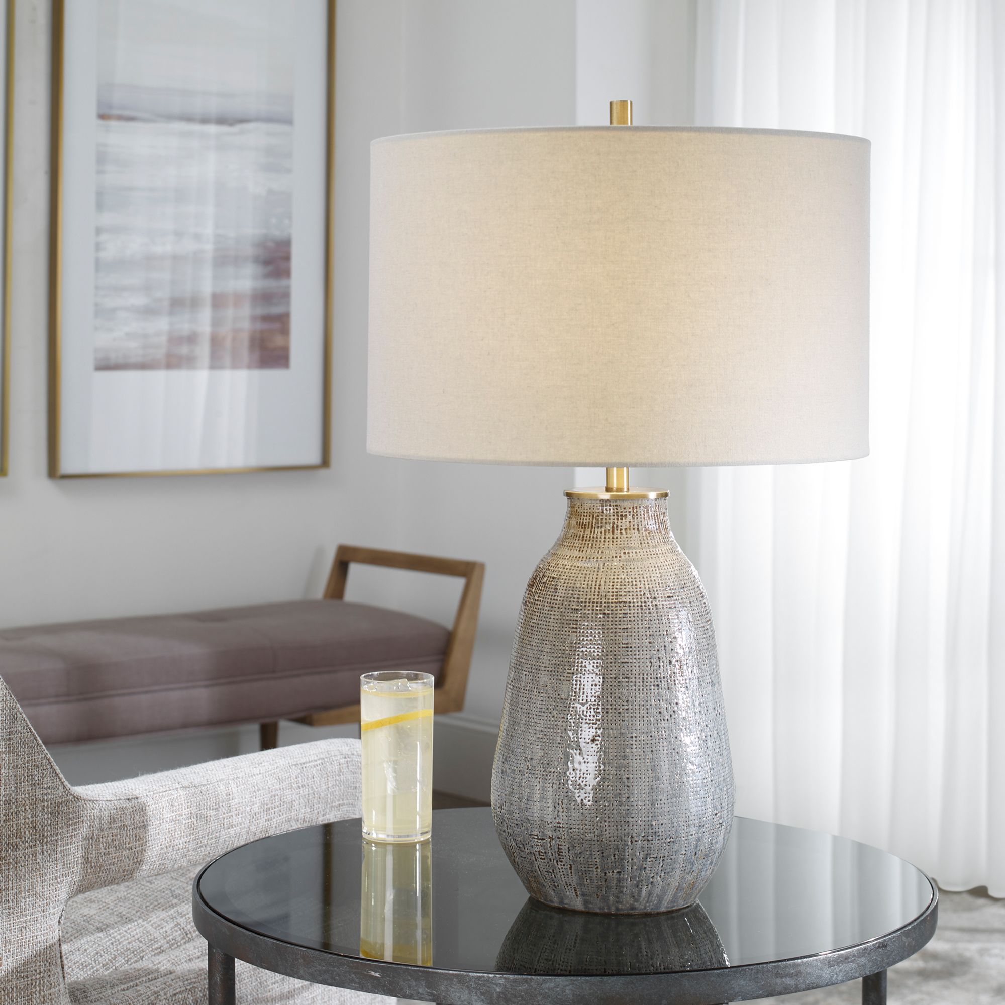 Uttermost Monacan 25 1/2" Brown and Gray Ceramic Table Lamp