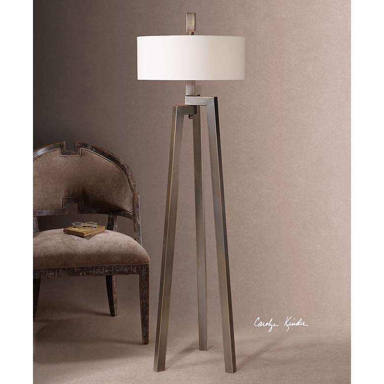 Image 3 Uttermost Mondovi 60" Bronze and Gold Tripod Floor Lamp more views