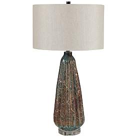 Image2 of Uttermost Mondrian Light Blue and Rust Art Glass Table Lamp
