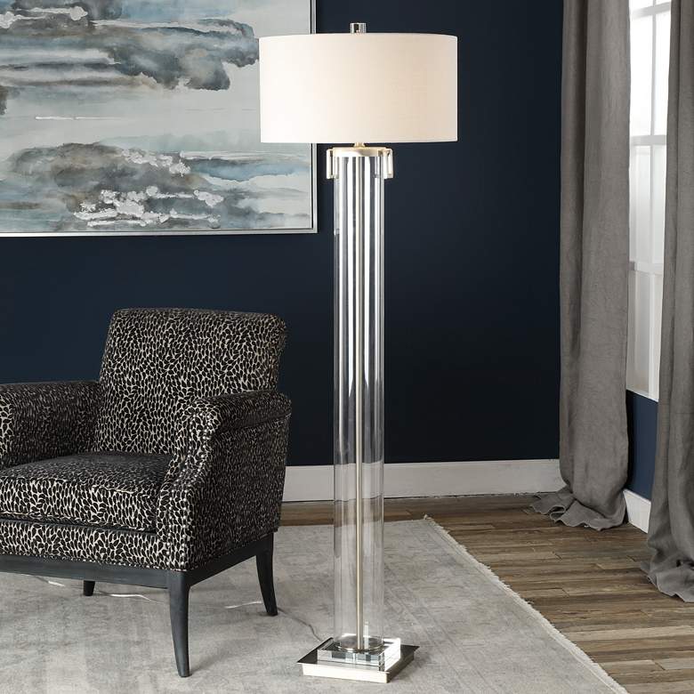 Image 1 Uttermost Monette Clear Glass Column Floor Lamp