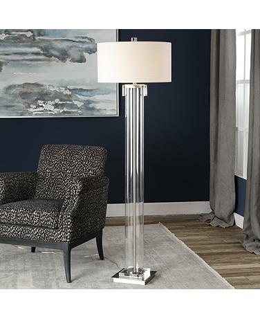 Uttermost Monette Clear Glass Column Floor Lamp