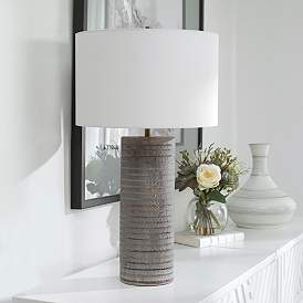 Image1 of Uttermost Monolith 28 1/2" Brown and Gray Ceramic Table Lamp