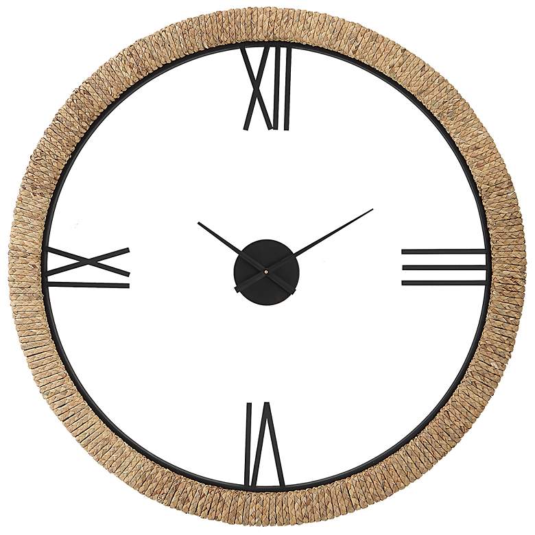 Image 2 Uttermost Montecito 40" Round Beige Braided Wall Clock
