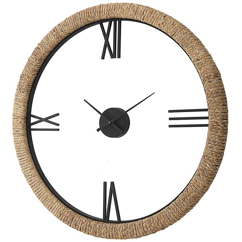 Image 4 Uttermost Montecito 40" Round Beige Braided Wall Clock more views