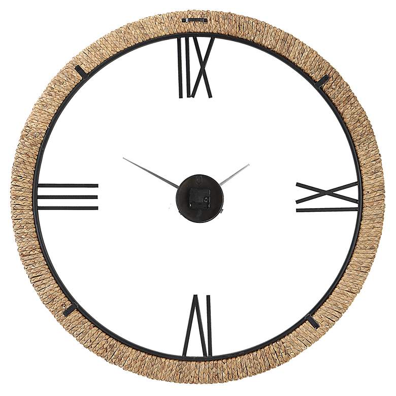 Image 6 Uttermost Montecito 40" Round Beige Braided Wall Clock more views