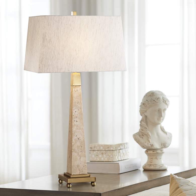 Image 1 Uttermost Montolo Light Brown Marble Tapered Table Lamp