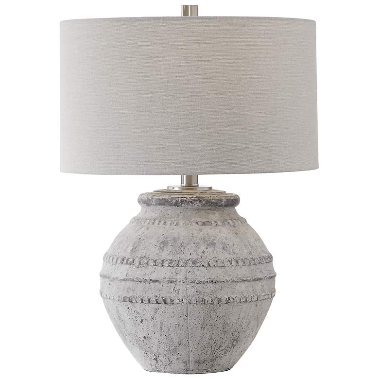Image 2 Uttermost Montsant 25 1/2" Distressed Stone Ivory Ceramic Table Lamp