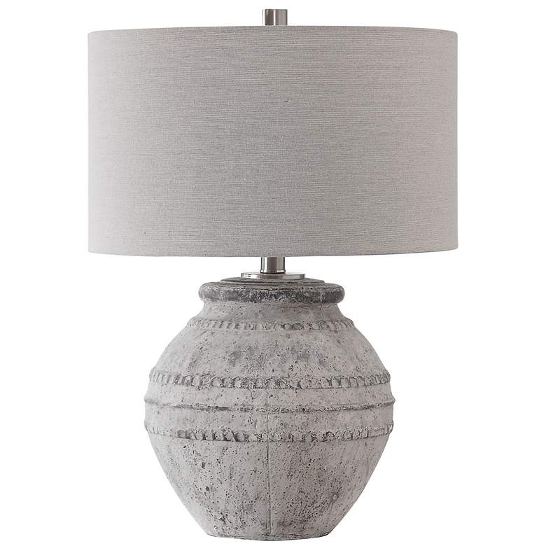 Image 3 Uttermost Montsant 25 1/2 inch Distressed Stone Ivory Ceramic Table Lamp more views