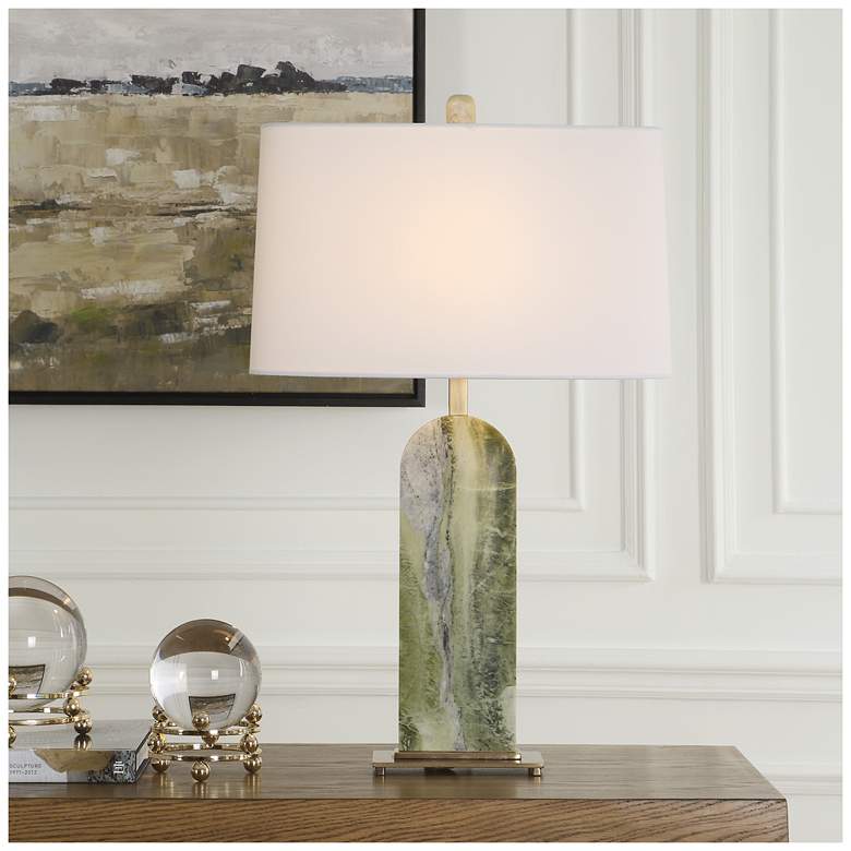 Image 1 Uttermost Moorea 28 1/4" Green Marble Table Lamp