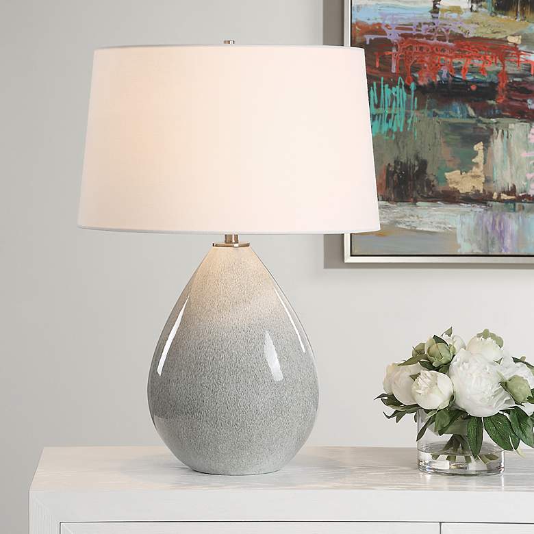 Image 1 Uttermost Moray 24 1/4" Mushroom Gray Ceramic Table Lamp