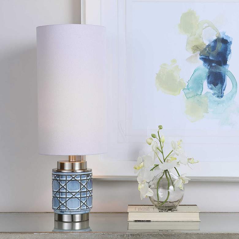 Image 1 Uttermost Morrisey Light Blue Ceramic Buffet Table Lamp