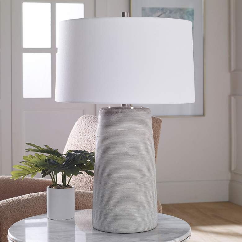Image 3 Uttermost Mountainscape 27 1/2" Off-White and Gray Ceramic Table Lamp more views