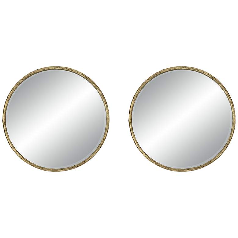 Image 1 Uttermost Mulligan Aged Gold 34" Round Wall Mirrors Set of 2