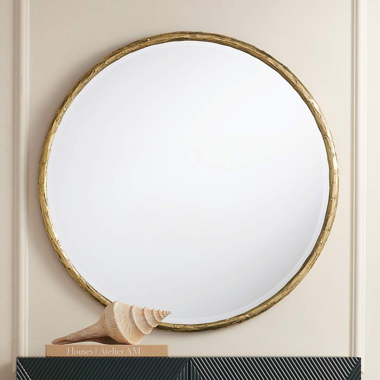 Image 6 Uttermost Mulligan Aged Gold 34" Round Wall Mirrors Set of 2 more views