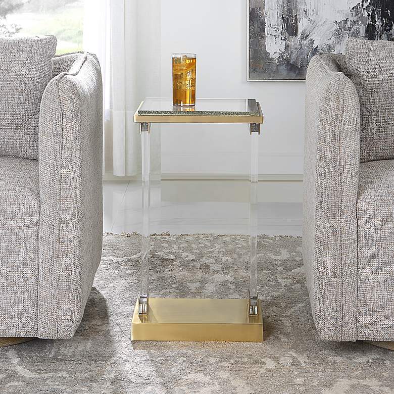 Image 3 Uttermost Muse 14" Wide Brushed Brass Rectangle Accent Table more views