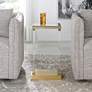 3_Uttermost Muse 14" Wide Brushed Brass Rectangle Accent Table more views