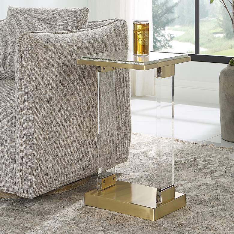 Image 4 Uttermost Muse 14" Wide Brushed Brass Rectangle Accent Table more views