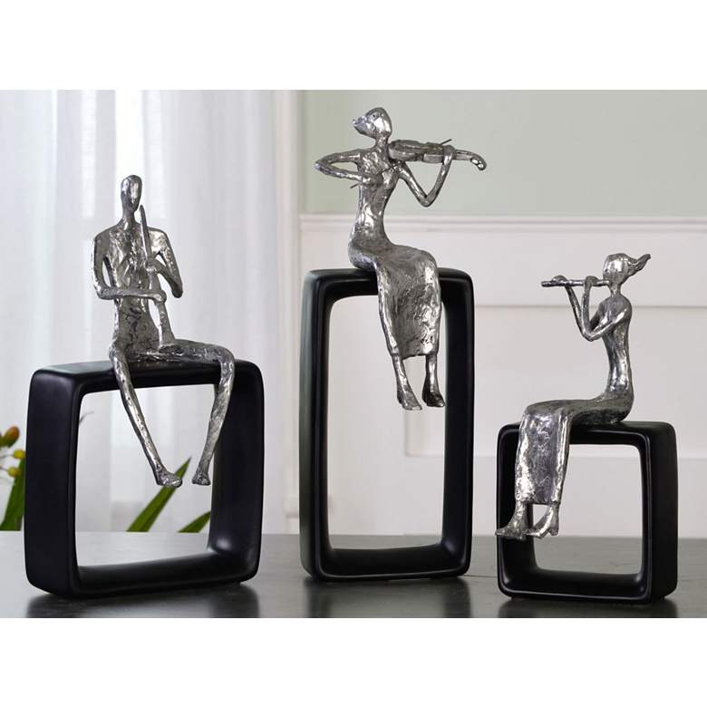 Image 1 Uttermost Musical Ensemble Silver Sculptures - Set of 3