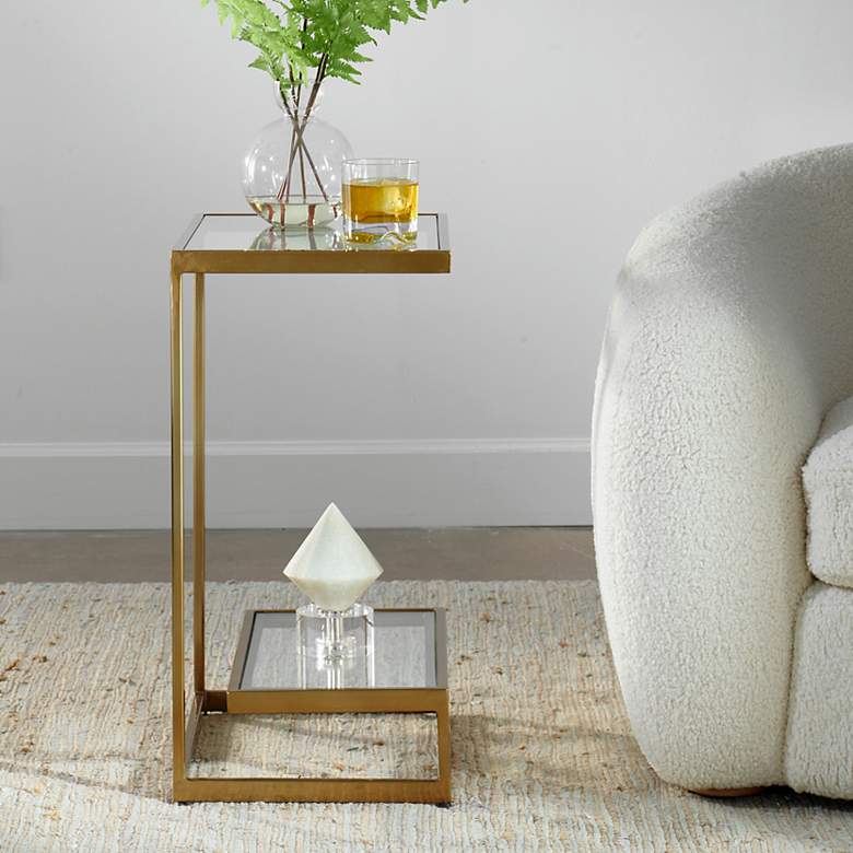 Image 1 Uttermost Musing 24.25" H Brushed Brass Accent Table