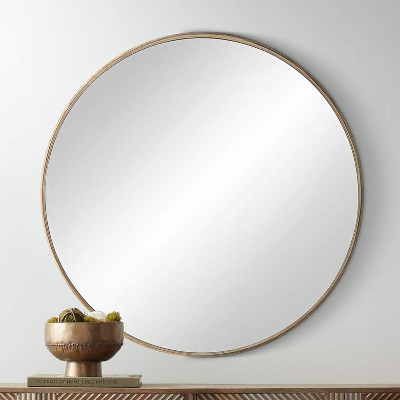 Image 1 Uttermost Mystic Matte Natural 33 inch Round Wall Mirror