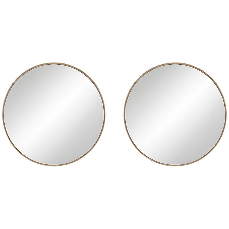 Image 1 Uttermost Mystic Matte Natural 33" Round Wall Mirrors Set of 2