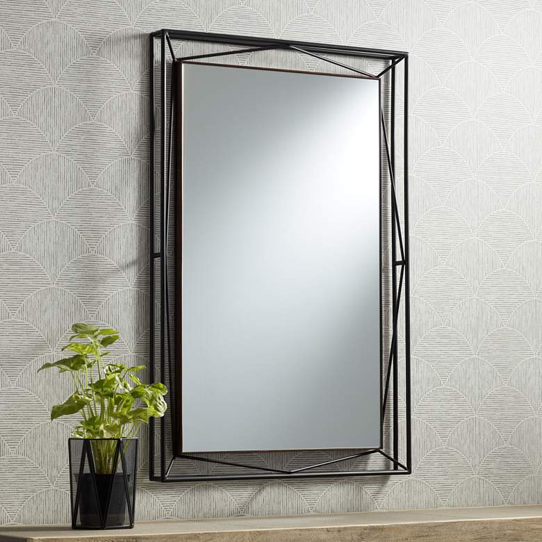 Image 1 Uttermost Nabi Satin Black 24" x 36" Rectangular Wall Mirror