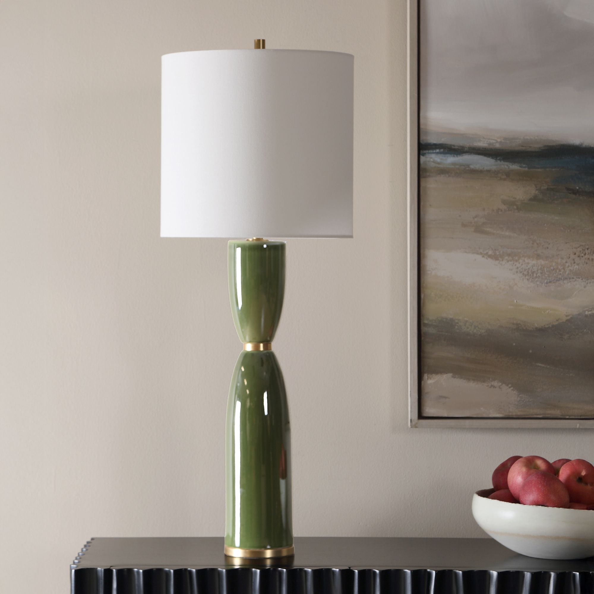 Image 3 Uttermost Nacua 34 1/2" Deep Green Ceramic Table Lamp more views